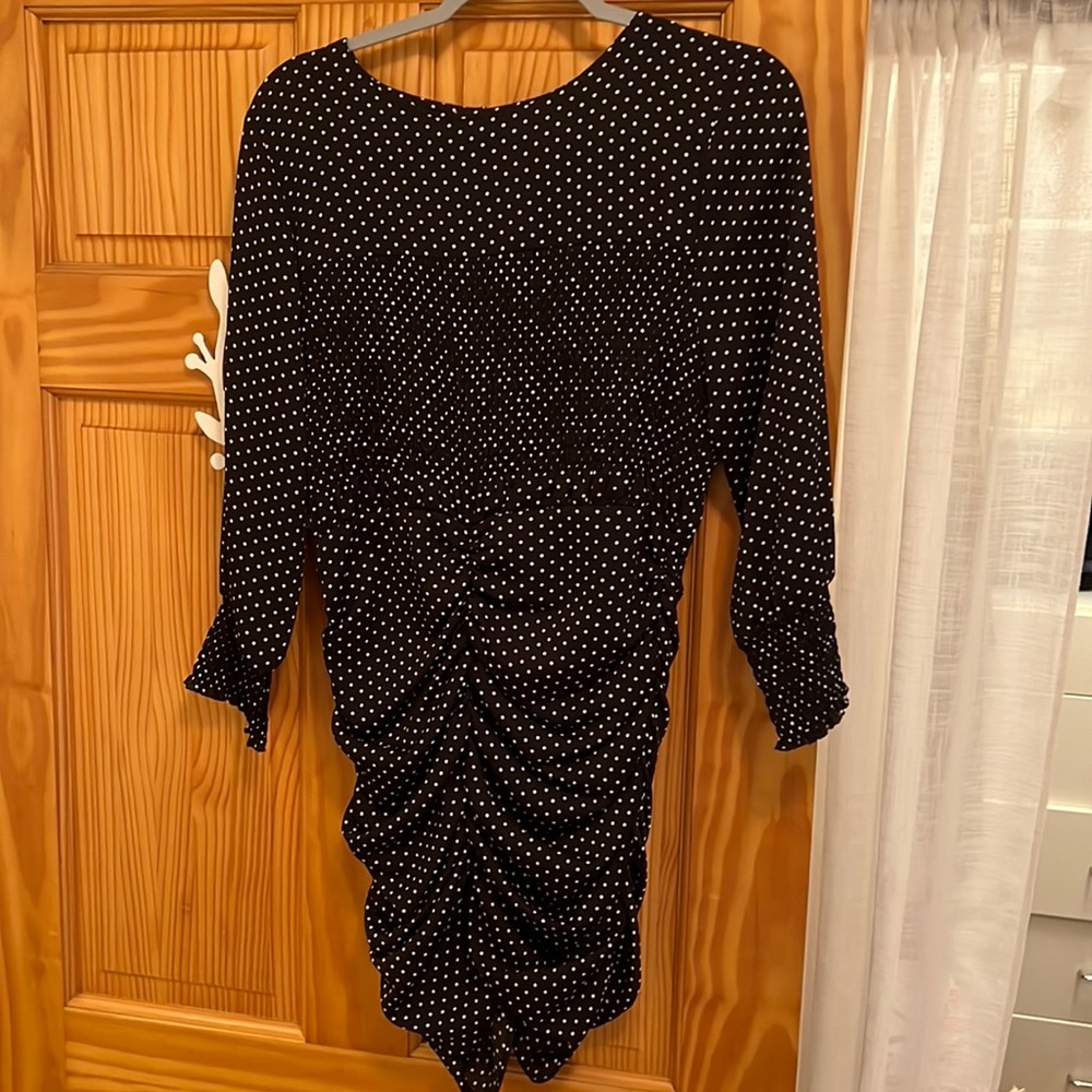 NEW Zara Bodycon Black Polka Dot Dress